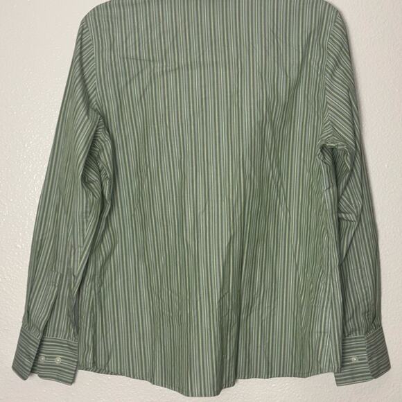 Eddie Bauer button up Woman's size Large 100% Cotton Striped green - Picture 14 of 16